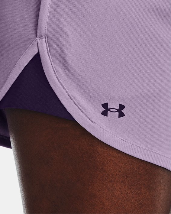 Women's UA Play Up 5" Shorts, Purple, pdpMainDesktop image number 3